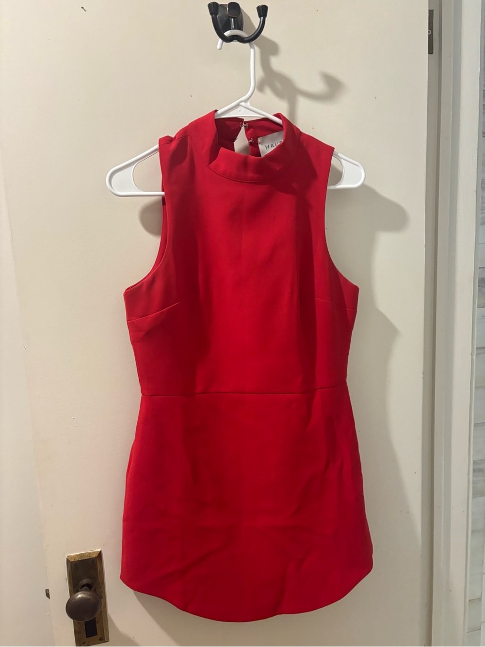 Hausen Red Sleeveless High-Neck Mini Dress